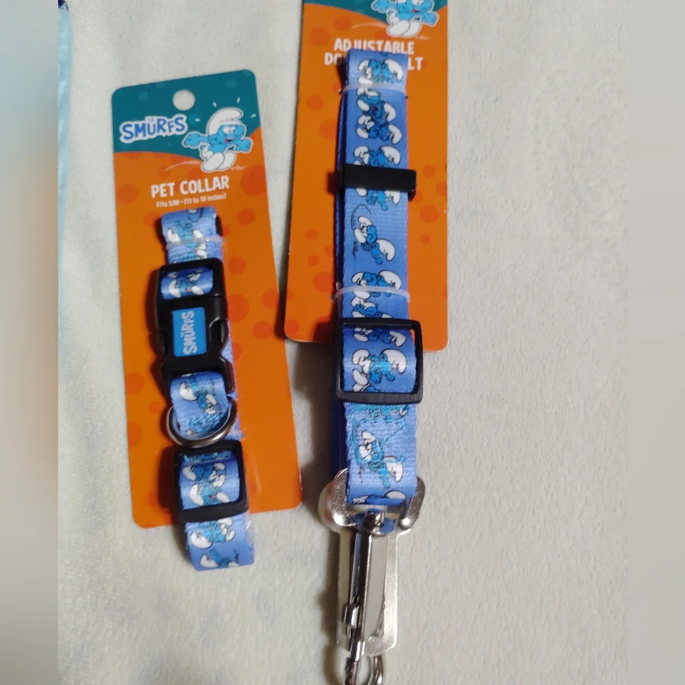 Smurfs-themed pet grooming and accessories.